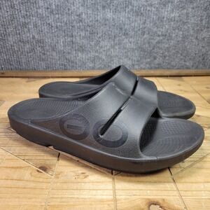 Oofos OOahh Black Sports Recovery Slides Men's Size 10 Women's Size 12 EU 43
